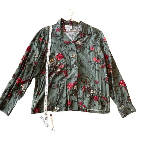 Pendleton Country Floral Wool Blend Blouse - Size Large 16 - Picture 4 of 6